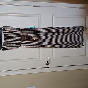 Fashion Magazine Women's Strapless Black & Tan Stripe Maxi Dress Size 3XL